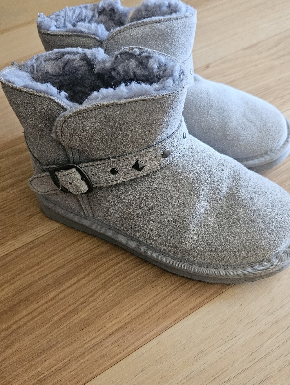 Bearpaw Kids Grey Faux-Suede Fleece-Lined Ankle Boots